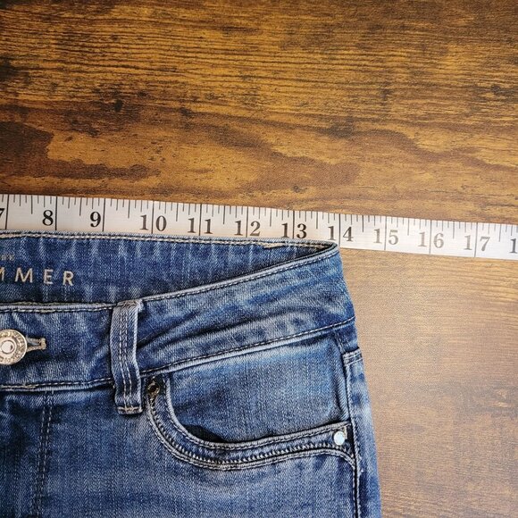 WHBM Jeans Size 2 The Skimmer Skinny Embroidered Zip Low Rise Medium Light Wash - Picture 6 of 10